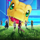A montage shows the cast of Xenoblade Chronicles looking over the horizon toward a massive Agumon.